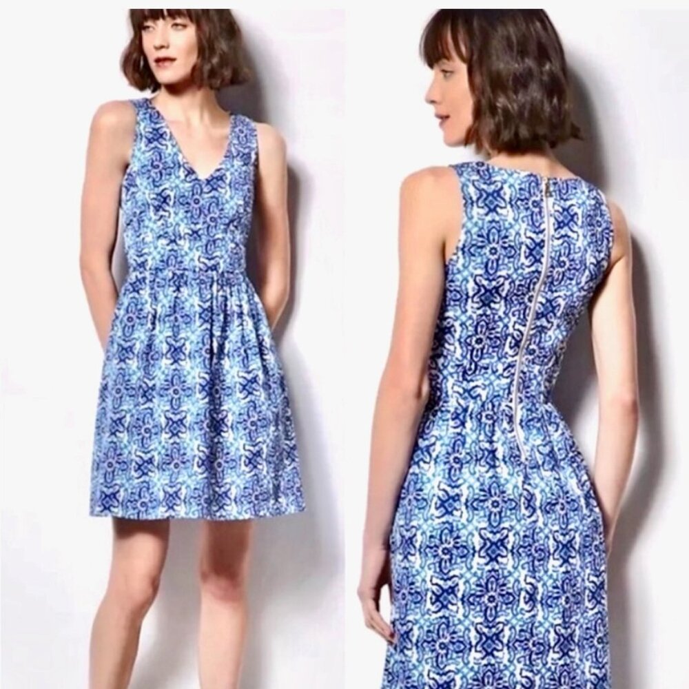 Milly Banvin Dress * Size 10 * Cotton Spandex * Pockets! * Flowing Skirt